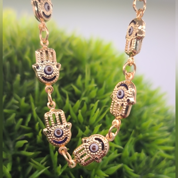 HAND Evil Eye Protection Blessings Bracelet Anklet Hand of Mary Hamsa - Picture 1 of 4